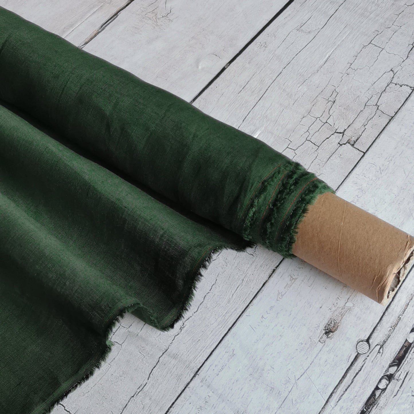 Forest green (186) plain colour linen 150gsm