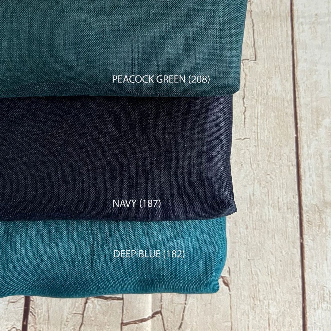 Navy (187) plain linen 150gsm