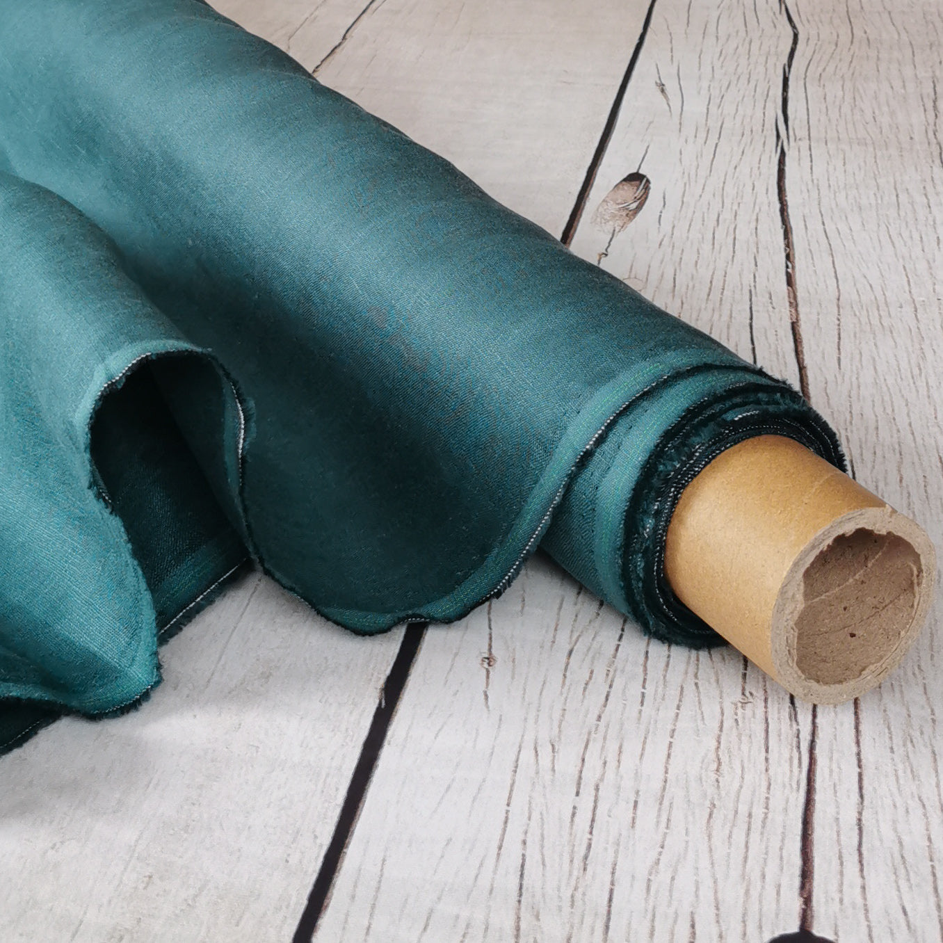 Peacock Green (208) plain colour linen 150gsm