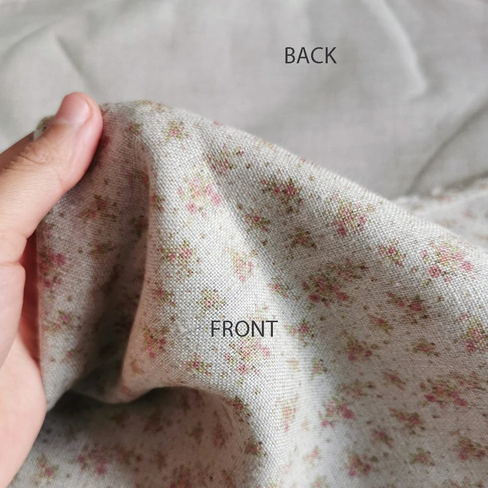 Rose Bouquet Floral Vintage Printed Linen 260gsm