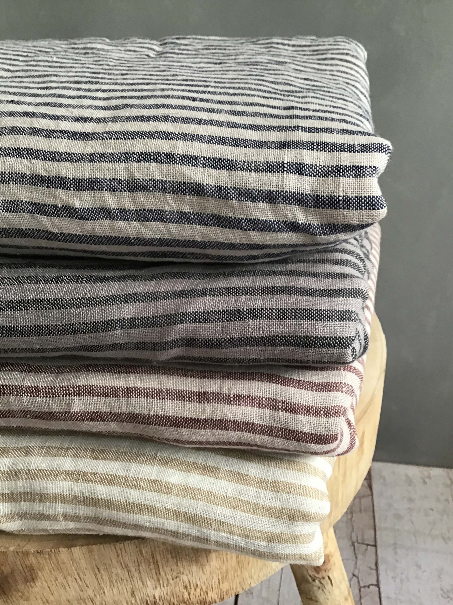 Brown striped pure linen fabric 120gsm