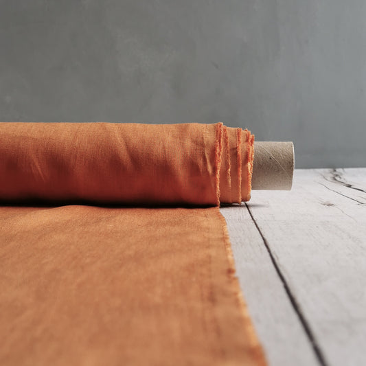 Orange (180) plain colour linen 150gsm