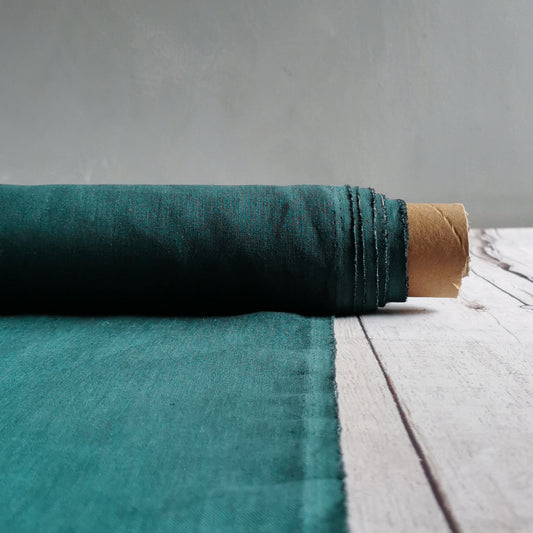 Peacock Green (208) plain colour linen 150gsm