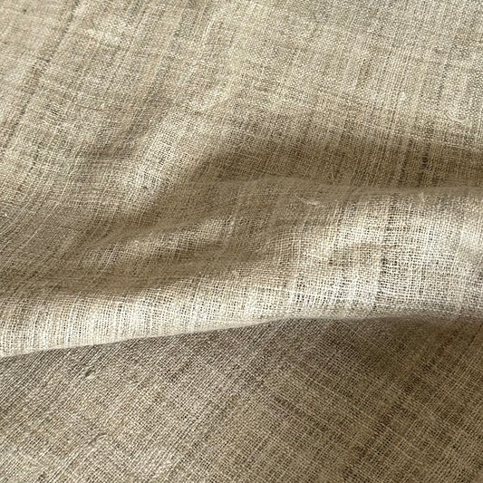 Handloomed dark natural hemp fabric