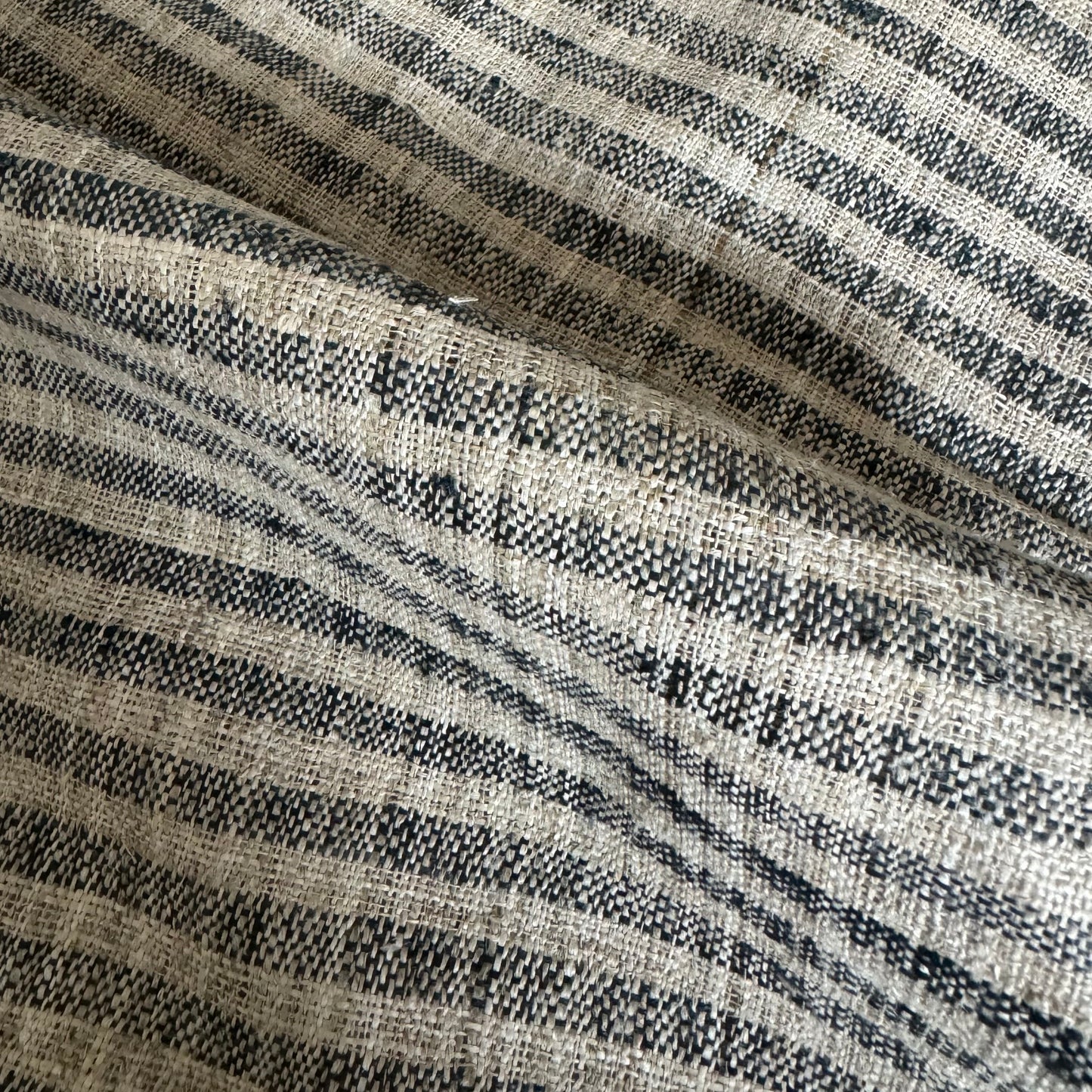 Handloomed striped hemp fabric