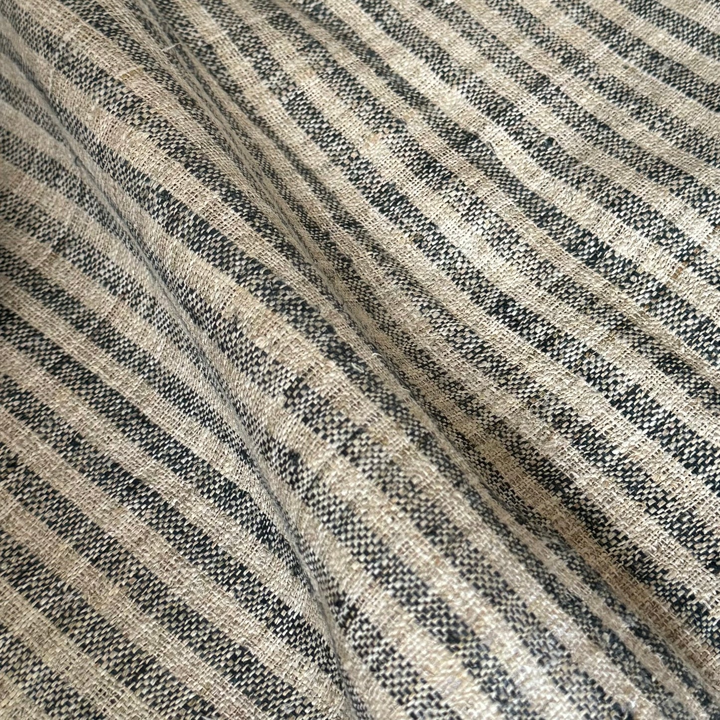 Handloomed striped hemp fabric