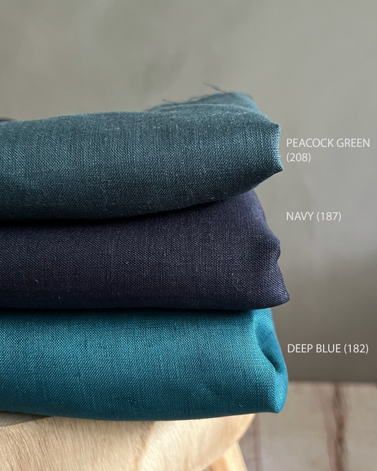 Deep Blue (182) plain colour linen 150gsm