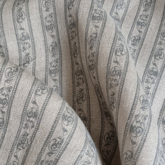 Blue striped floral vintage linen