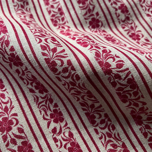 Pink Floral Stripe vintage linen